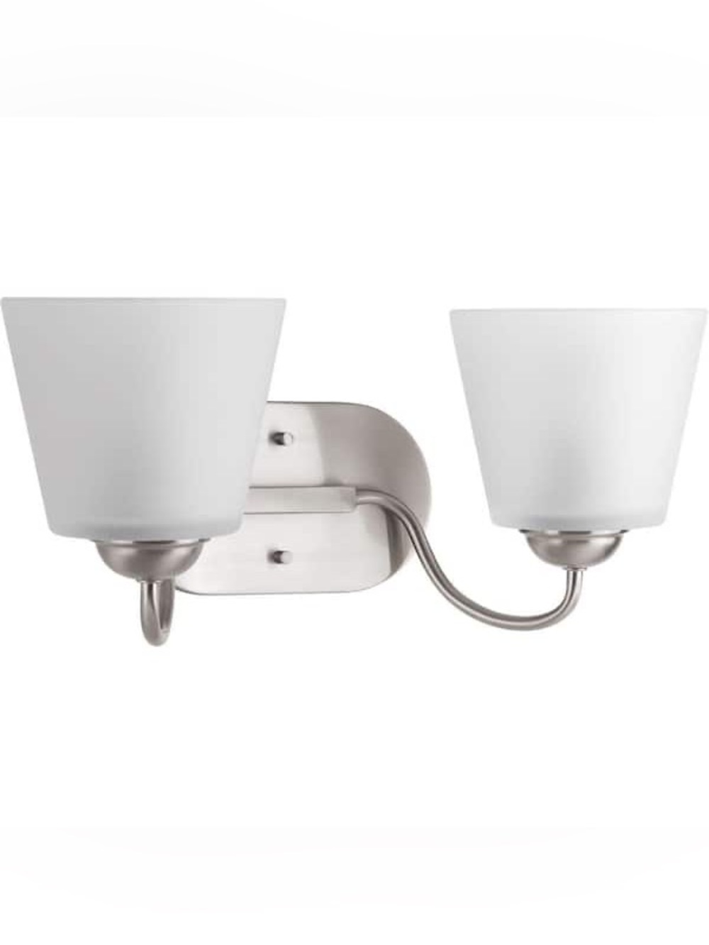 2-Light White Glass Bathroom Vanity Sconce in Brushed Finish